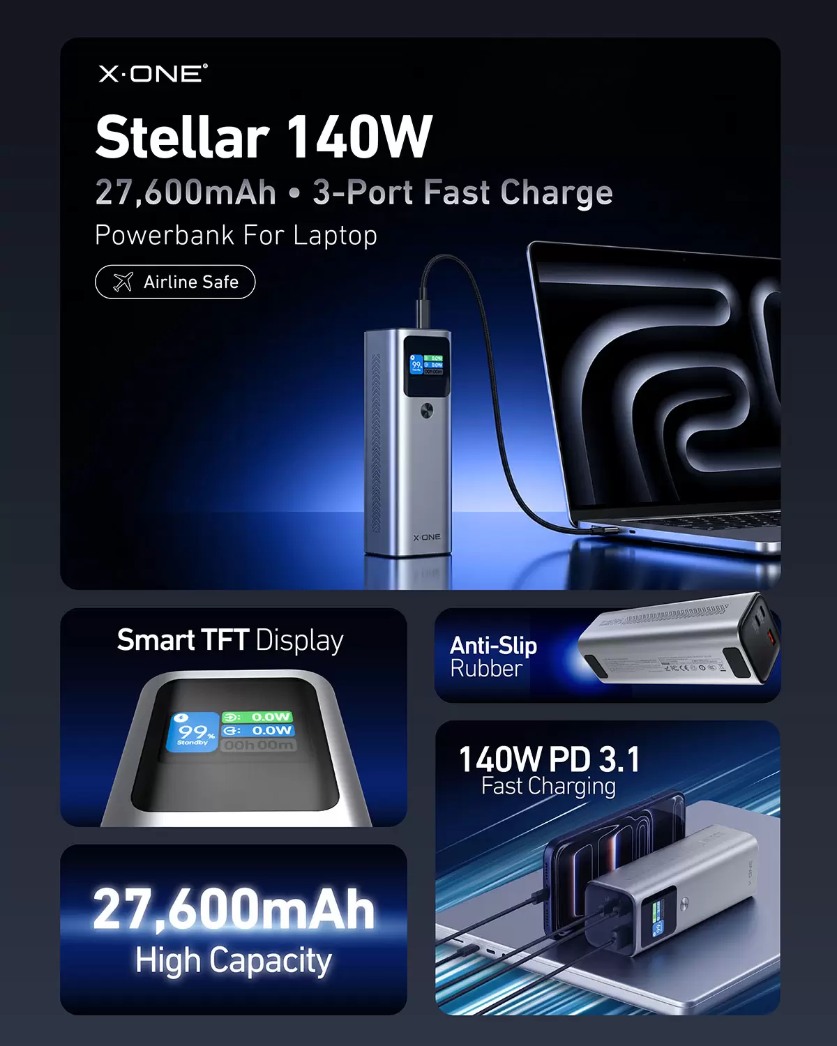Stellar 140W 27600mAh G&uuml;&ccedil; Bankası