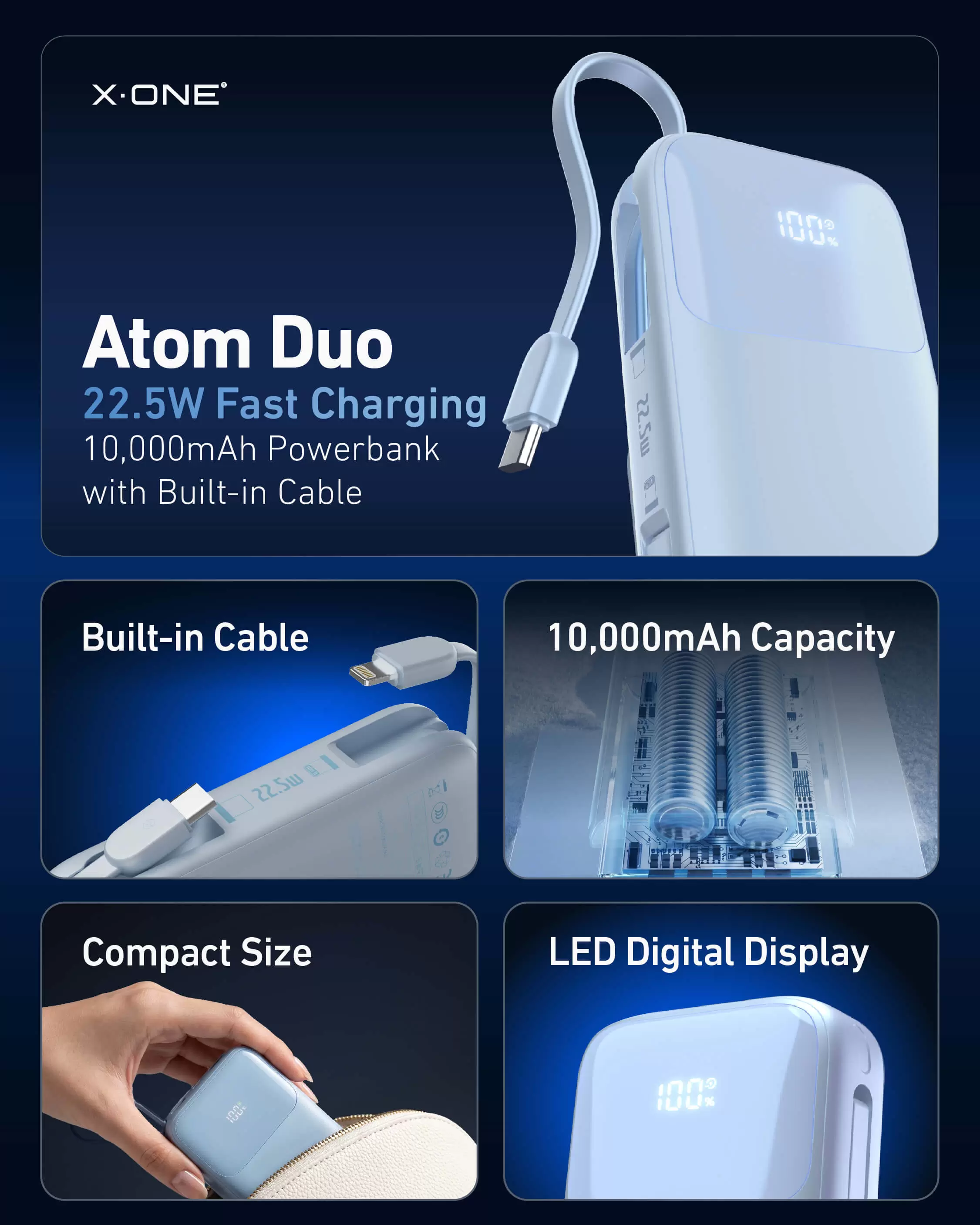 Atom Duo 22,5W 10000mAh G&uuml;&ccedil; Bankası